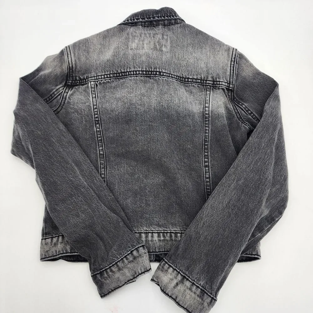 Gap Kids Girls Disney Mickey Minnie Mouse Faded Black Denim‎ Jacket XL